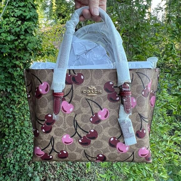Coach Handbags - COACH Mollie Tote Bag 25 Cherry Print Signature Canvas Multicolor CZ772 NWT